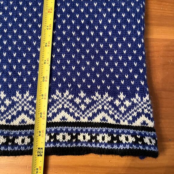 Vintage L.L. BEAN Sweater Nordic Snowflake Arctic Fair Isle Blue Sweater Medium - Picture 6 of 6